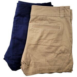 2 Pair New York & Company Soho Jeans Womens Navy Blue / Tan Shorts Size 0